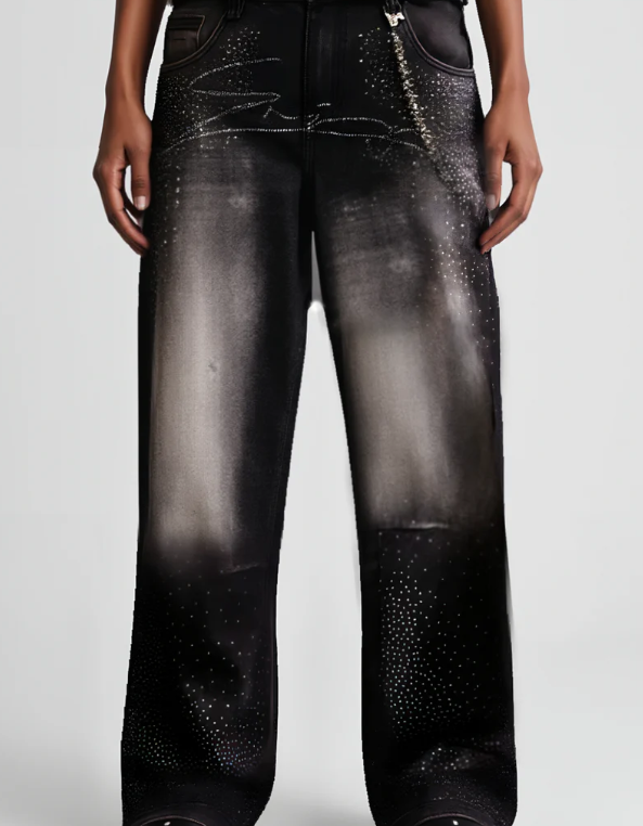 Unisex Rhinestone Jeans